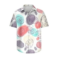 Idoravan мъжки върхове Просвещение Лято мъжки великденски печат Хавайска риза на ревера Небрежна удобна плажна риза с къс ръкав ревера горна риза блуза блуза