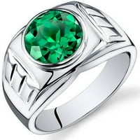 4. КТ кръг зелен симулирани смарагд безел пръстен в Стерлингово Сребро