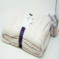 Sky Home Cotton Blend Marled плетен 50 60 хвърлете одеяло с pom poms - розово