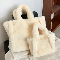 Кръстосани чанти за жени зима малък размер Плътен цвят проста Плюшена чанта