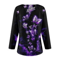Cuhas дамски модни блузи ризи есен есен зима ежедневен темперамент v-образно деколте пеперуда с дълъг ръкав плюс размер дамски върхове сини m
