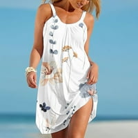 Дамски слънчеви джаси за летни ежедневни рокли за жени в дрехи Sarong Sun Dress Camisole White XL