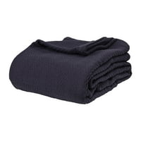Превъзходно памучно одеяло на Chevron Allseason, близнак, тъмно синьо