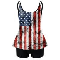 Денят на независимостта жени бански костюми Американски 4 юли Печат моден страпина гръб Tankini Set Push Up Swimwear Beach Swimsuit