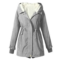 якета Sunhillsgrace якета за жени с дълъг ръкав зимен топъл твърд цвят качулка с цип джобове палто