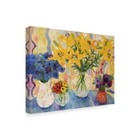 Търговска марка изобразително изкуство 'маса от цветя' платно изкуство от Лорейн Плат
