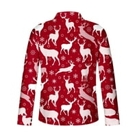 Нови Свободно Време Мода Проверете Стегнат Млади Мъже Дълъг Ръкав Случайни Коледа Печат Риза Вечерен Яка Блуза & Риза Червено С