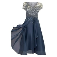 iopqo есенни рокли за женска рокля Градска ежедневна модна плетеница за женска рокля синьо 3xl