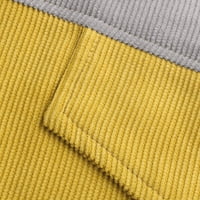 Symoid Womens Coats & Jackets- Небрежна ивица с дълъг ръкав пачуърк дълги жилетка върхове блуза палто жълто l