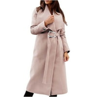 Елегантни якички за женски шал с дълъг лихен палто палто зимни топли ежедневни якета връхни дрехи с колан