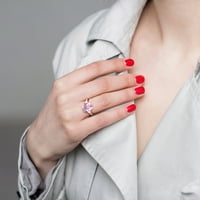 Дамски 4-Каратов Т. Г. В. възглавница Морганит бял сапфир и каратов диамантен пръстен от 14 карата Розово злато