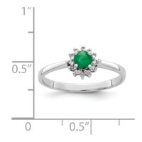 Бели стерлинги сребърни пръстени Gemstone изумруден кръгъл зелен диамант