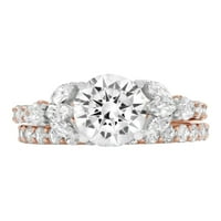 3. CT кръгло рязане истински култивиран диамант VS1-VS G-H 18K Multi-Gold Angagement Wedding Bridal Set Designer Ring Bw комплект W кристални странични камъни Размер 6