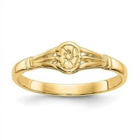 Първично злато карат жълто злато високо полирано момиче овално детски пръстен