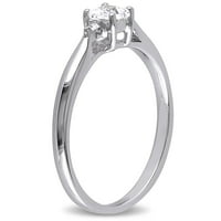 Дамски карат Т. Г. в. квадратно изрязан бял сапфир и кръгъл диамантен акцент стерлингов Сребърен 3-каменен годежен пръстен