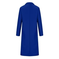 Опасено женско разчистване на женски палто за женско яке с твърд цвят на копчето с дълъг ръкав от жилищни върхове палто блуза син XL