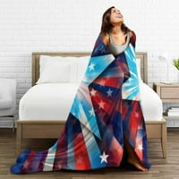 Patriotic USA Flag Stars Pattern Threet одеяло, леко уютно меко хвърляне на одеяло за дивана, 60 x50 хвърлете одеяла за леглото
