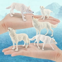 Kripyery White Wolf Model Vivid изглежда симулиран диво животно миниатюрна фигурка орнамент PVC Животна фигурка Мини телевизионна маса орнамент Модел Подарък