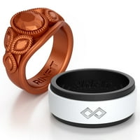 Силиконови пръстени Rinfit за жени и мъже - двойки комплекти сватбени сватбени ленти - черно -бели, диамантени мед