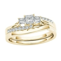 Модни пръстени Двойка пръстени златни инкрустирани цирконови пръстени класически бижута