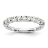 0.71ct. Cz солиден истински 14k бяло злато 9-каменна сватбена лента пръстен