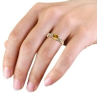 Годежен пръстен цитрин и диамант пеперуда 1. КТ ТВ в 14к Розово злато