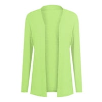Ваканция стабилно облекло Женски моден ежедневен твърд цвят дълъг ръкав с яке със средна дължина зелено m