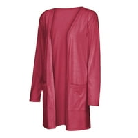 Royallove Women's Fashion Casual Color Color дълъг ръкав от жилетка от средна дължина
