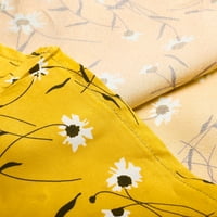Рокли за жени мини без ръкави небрежни мини флорални летни рокля извън рамото жълто s