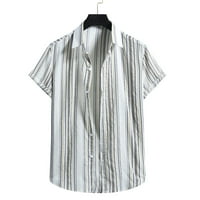DMQUPV FIT Apparel Men Rishys Linen Print Daily Stylish Top Rish Небрежни ризи Мъже риза бял х-голям