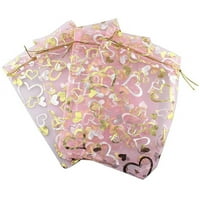 9x сърце отпечатани розови органза чанти бижута торбички чанти от органза торбички за сватба сватби подаръчни чанти за подаръци