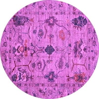 Ahgly Company Indoor Round Oriental Purple Traditional Area Rugs, 8 'Round