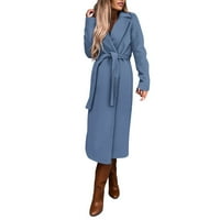 Женски класически палто Fau Wool Coats Дами мода дълго яке Елегантно есен зимен тренч палто, лек вятър