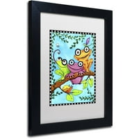 Търговска марка изобразително изкуство жабешки Трио клон платно изкуство от Дженифър Нилсон, бял мат, черна рамка