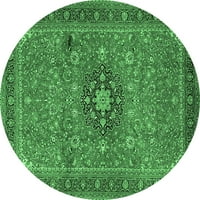 Ahgly Company Indoor Round Medallion Emerald Green Traditional Area Rugs, 6 'Round