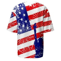 Тениска за женско кръгло деколте с къс ръкав САЩ 4 юли лято ежедневна блуза