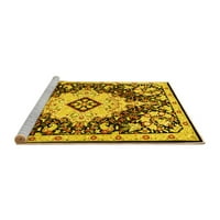 Ahgly Company Machine Pashable Indoor Round Medallion Жълти традиционни килими, 8 'кръг
