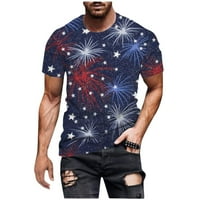 Къса риза спестявания мъже случайни кръг врата популярни 3д цифров флаг печат Пуловер фитнес спортни шорти ръкави тениска блуза