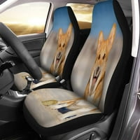 Комплект покривки за автомобилна столче кафяв уелски корги Pembroke Puppy Portrait Red Ball Universal Auto Front Seats Protector Fits for Car, SUV седан, камион