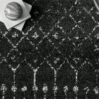 килим нула Марокански Блайт зона, 2 '8 8', Черно и бяло