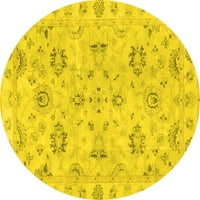 Агли Компания Закрит Кръг Ориенталско Жълто Традиционни Килими Площ, 3 ' Кръг