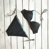 B91XZ с висока талия бански костюми за жени плюс бикини две разделителни размери жени печатници Soild Beachwear Swimsuit Swimswears Black, L