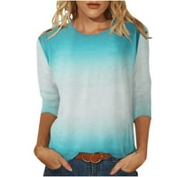 Женски върхове с дълъг ръкав гореща продажба Разчистване на женски моден отпечатана тениска в средна дължина ръкави блуза кръгла шия ежедневни върхове