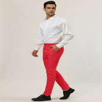 Уникални изгодни Мъжки тънък годни панталони плосък фронт Плътен цвят бизнес панталони