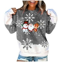 Орлови нокти продажби онлайн Коледа суитчър върхове за жени Плюс размер о врата Случайни Дълги ръкави основни удобен блуза пуловер г-сиво