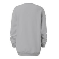 Хюук ризи за жени Плюс размер Дълъг ръкав плътен цвят мода случайни блуза кръг врата пуловер тениска върхове