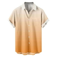 Дакиан Мъжки поло ризи клирънс мъже ежедневни Мода изненадващ яка печат къс ръкав имат джобове Бутон риза върхове блузи За Мъже клирънс оранжев 16
