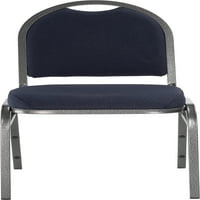НПС® серия Премиум Плат тапициран стек стол, Среднощно синя седалка сребриста рамка