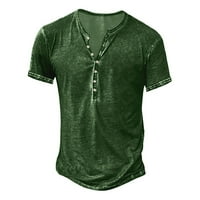 иопко Мъжка тениска Печат т къс моден ръкав Мъжки цифрови 3д закопчаване случайни Топ риза лято мъже тениски тениски за мъже зелени + м