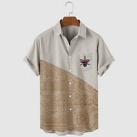 Мъжки печатни модел Случайни Мода Ревера риза с къс ръкав блуза клирънс гореща продажба
